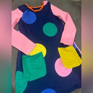 Mini Boden Pink and Blue Polka Dot Long Sleeve Tee